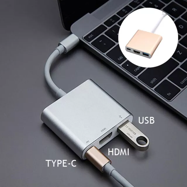 Pour Macbook Android Phone Usb Type C Vers Hdmi Hdtv Tv Cable Adapter R