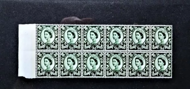 GB 1970 QEII Scotland. SG S12 9d Bronze-Green Two Phosphor Band Block of 12. U/M