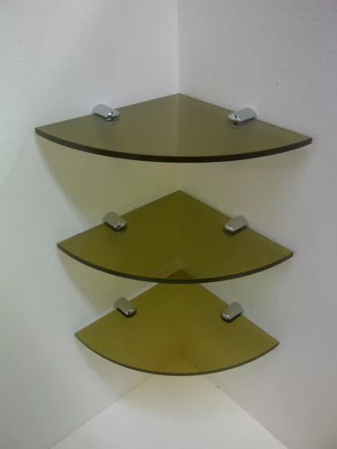 Brown Smoked Tinted Perspex® Acrylic Corner Shelves and Brackets 150mm Pack of 3