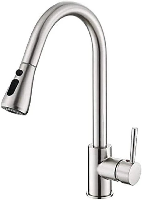 Kitchen Sink Mixer Tap with Pull Down Sprayer Brushed Nickel Single Handle
