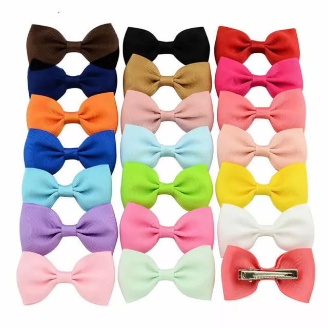 20PCS Handmade Bow Hair Clip Alligator Clips Girls Ribbon Kids Sides Boutique