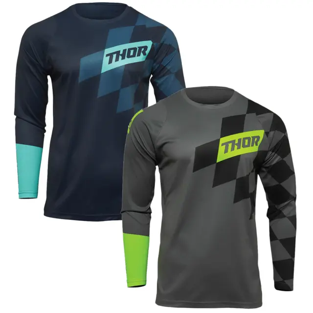 Youth Thor Sector Birdrock Motocross Mx Bike Jersey - Kids Blue Mint Grey Acid