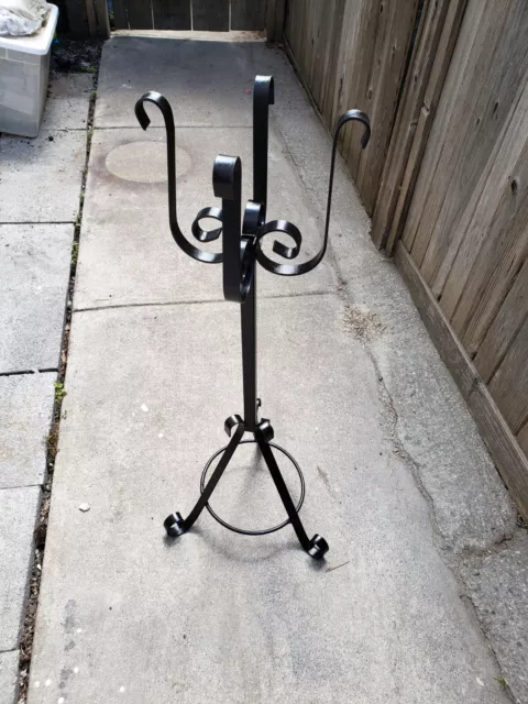 Gothic Wrought Iron Plant Stand Vintage Painted Black