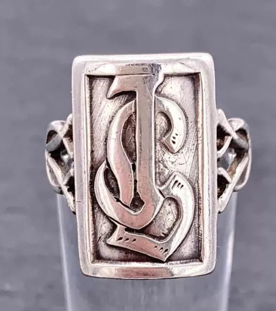 800 Bague en Argent, Chevalière, Initialisiert, Gr. 56, Bon État