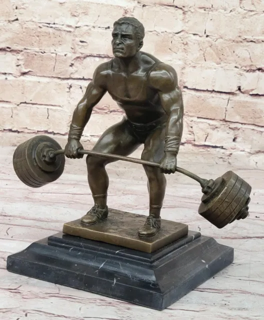 Deadlift Powerlifter Athlete Strongman Bodybuilder Bronze Statue Sculpture Art