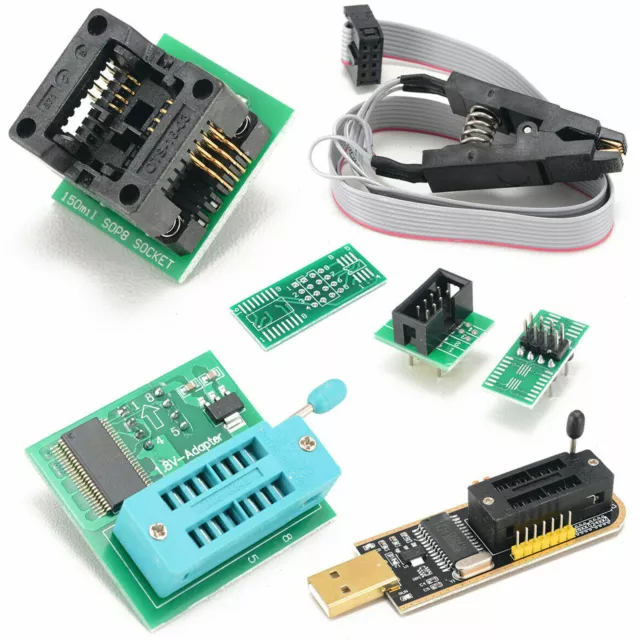 Programmeur CH341A usb BIOS EEPROM+Clip SOIC8+Adaptateur 1.8V+Adaptateur SOIC8