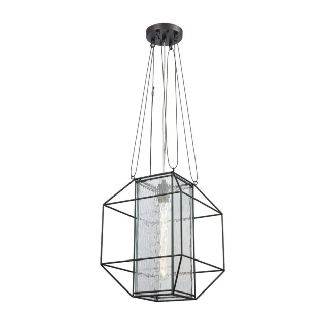 12 Inch One Light Geometric Pendant - Cut-Corner Cube Chandelier Design with