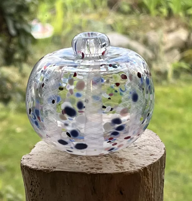 Murano Glass Bottle with confetti and Latticino decoration.