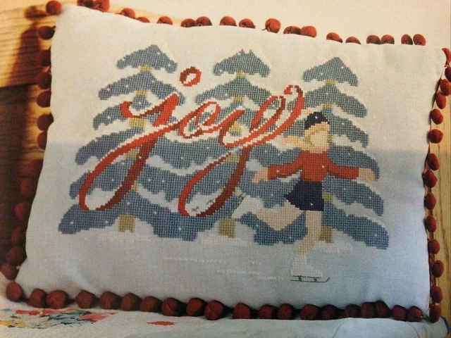 Winter Wonderland Skater Trees Christmas Joy Cushion Sampler Cross Stitch Chart