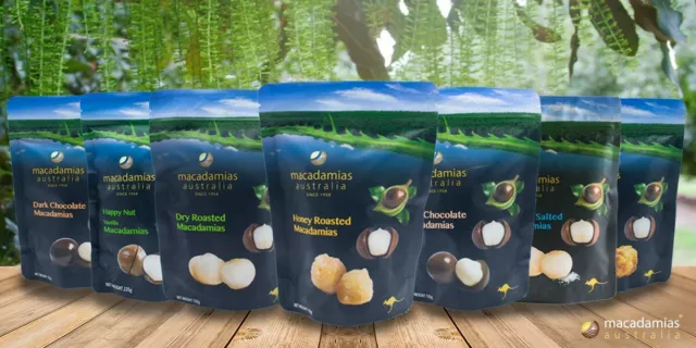 NEW Macadamias Happy Nut All Range - Dry Salted Lemon Chocolate Honey Vanilla