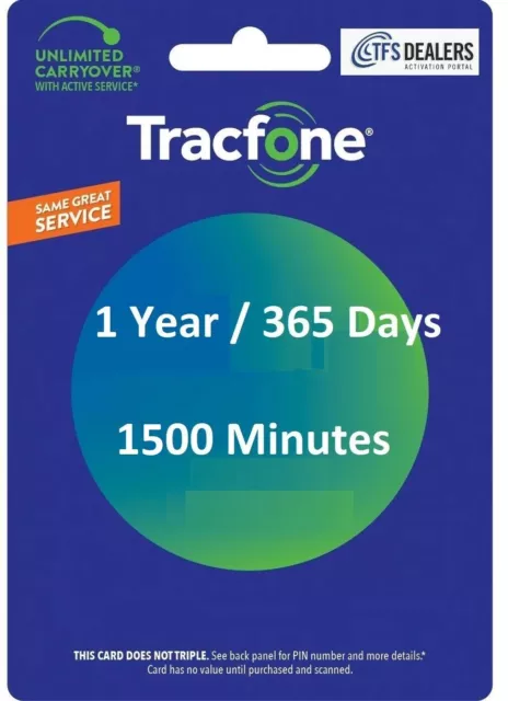 TracFone Service Extension 1 Year/365 Days+1500 Minutes, All Smart Phones