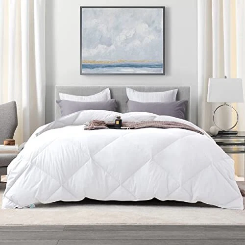 Alanzimo Queen Size Goose Feathers Down Comforter All SeasonQueen White Duvet...