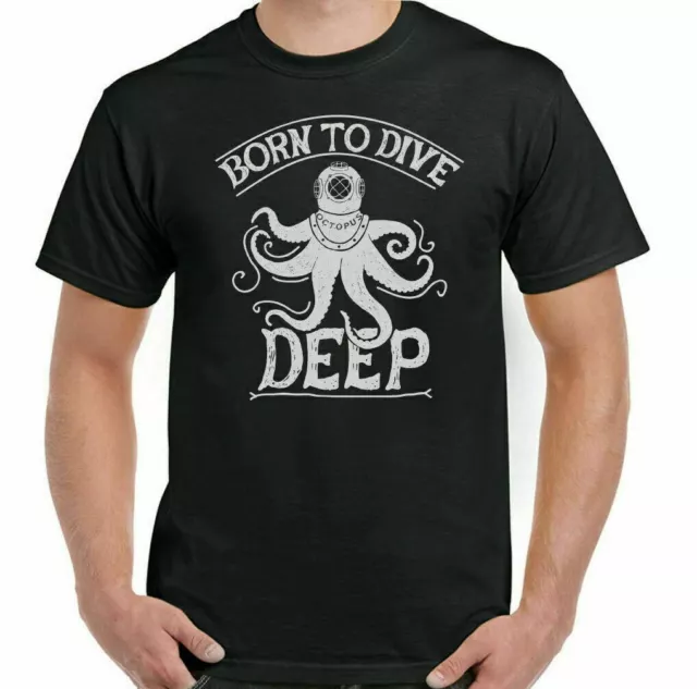 Born To Dive Deep Mens Funny Scuba Diving T-Shirt Kit Equipment Diver Octopus