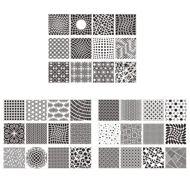 12 BACKGROUND STENCILS Set For Plastic DIY Drawing Template Album