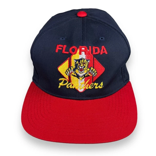Vintage CCM Florida Panthers Embroidered Snapback Rare NHL Hockey Blue Red Hat