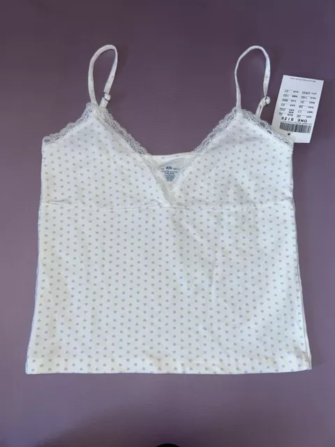 BNWT Brandy Melville/John Galt lace Light Blue heart amara tank ♡