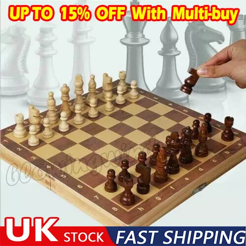 39*39cm Large Chess Wooden Set Folding Wood Board Game Chessboard Pieces Sets"