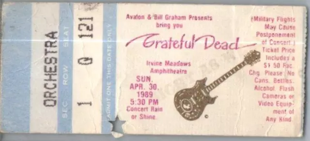 Grateful Dead Mail Order Concert Ticket Stub April 30 1989 Los Angeles CA