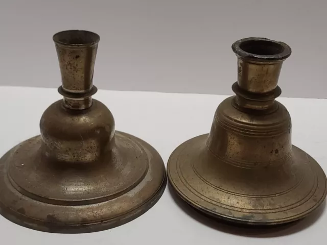 Antique Pair of Large Brass Victorian Candle Holder Holders