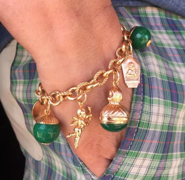 Bracciale donna charms ciondoli braccialetto catena oro stile antico vintage
