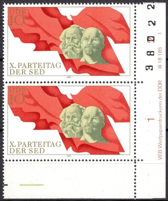 DDR 1981 Mi.Nr. 2582 ** postfrisch Eckrand mit DV Druckvermerk FN 1