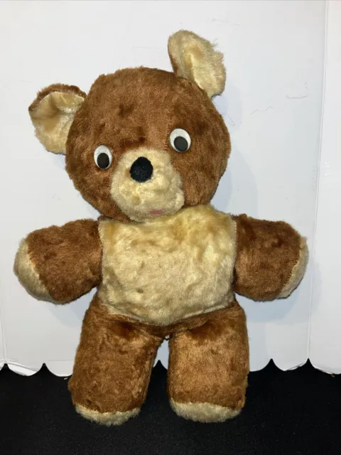 Vintage Musical Wind Up Teddy Bear Plush 16” Needs Repair