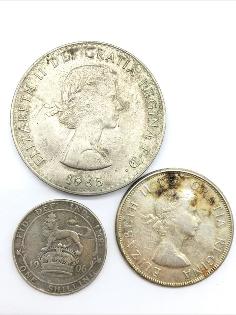 1906 GREAT BRITAIN EDWARD VII SHILLING KM-800 SILVER + 1962,65 CanadianCOINs