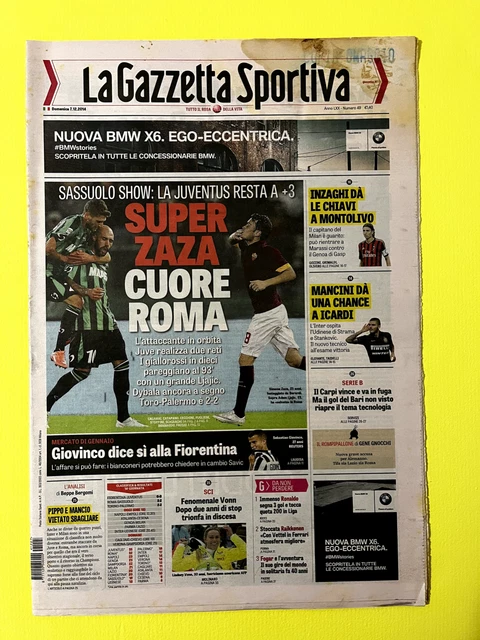 Gazzetta Dello Sport 1 Décembre 2003 – Totti, Inzaghi, Milan, Eugenio Monti