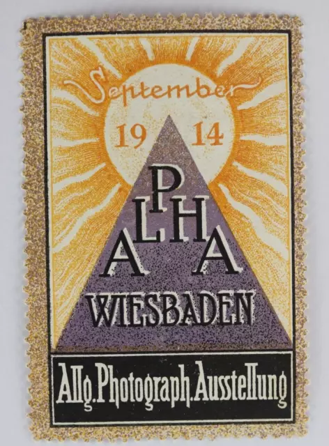 German Poster Stamp Ad Wiesbaden Alpha 1914 Photography Expo