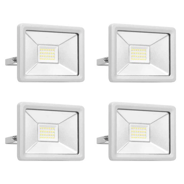 4 x Smartwares LED SMD Fluter Strahler Silber IP65 20W 1600lm 4000K > UVP 75€