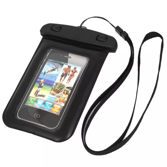 Swimming Waterproof Case Dry Bag Pouch Holder Black for 4" Cell Phone