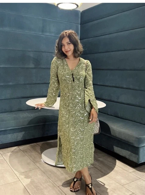 zara beaded dress limited edition ZARA $229 KNIT DRESS EMBROIDERY BEADED OLIVE GREEN Limited Edition S M 7521/035