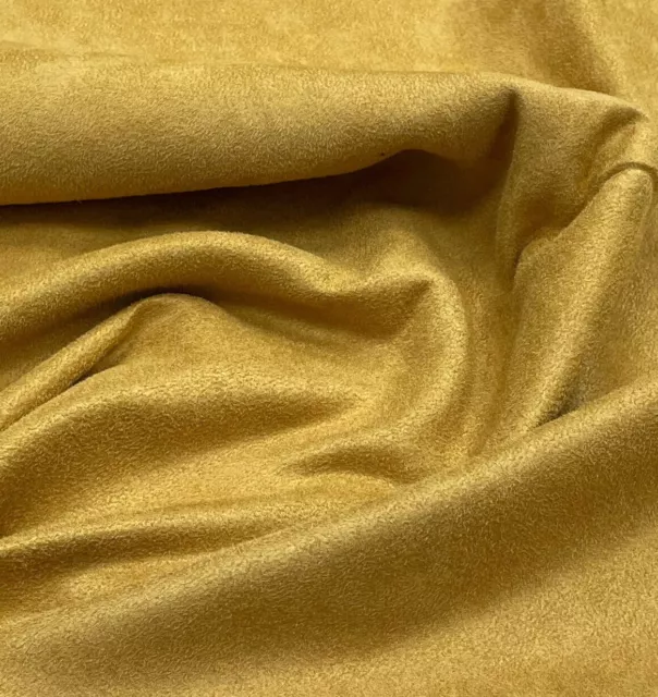 Upholstery Fabric Faux Suede Suedette Material - MUSTARD YELLOW - 150cm wide
