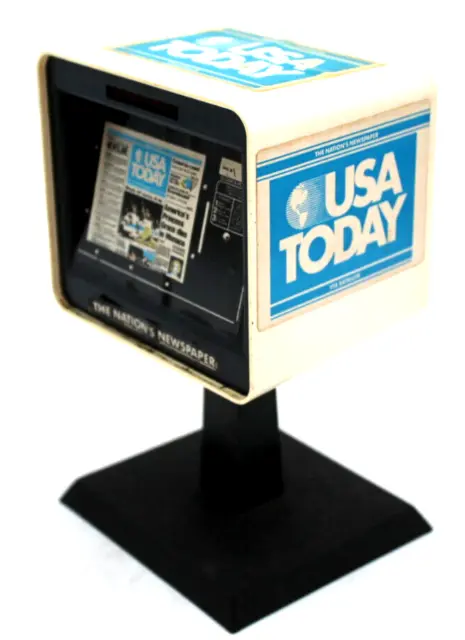 1980s 7.5" USA TODAY NEWSPAPER BOX Plastic Coin Piggy Bank 1/6 Scale Original+++