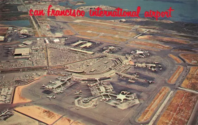 San Francisco CA California, International Airport, Aerial View Vintage Postcard
