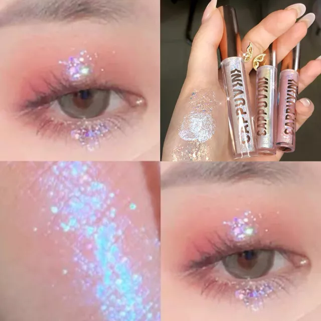 Delineador de ojos brillante Highlight gusano de seda maquillaje diamante resistente al agua brillo perlado ~