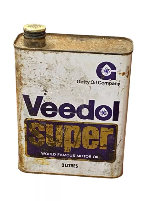 Vintage Ancien  Bidon Métal D Huile Veedol Super Diesel Tourisme Handy Oil