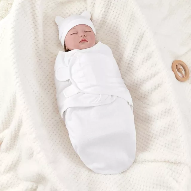 Adjustable Baby Swaddle Wrap Cotton Newborn Wrap Baby hat Set  Birth Outfit