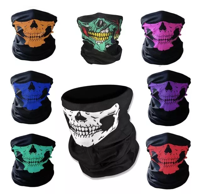 Ghost Skull Bandana Face Shield Mask Fishing UV Neck Tube Halloween Costume Gift