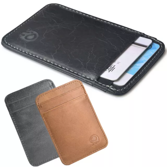 Unisex Slim Leather Wallet Card Holder Pocket Wallet Credit ID Thin Mini Bag //
