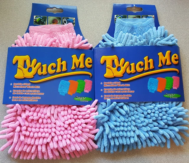 2 Double Sided Microfiber Wash Mitts for Vehicles Lint Streak Free Soft Absorb