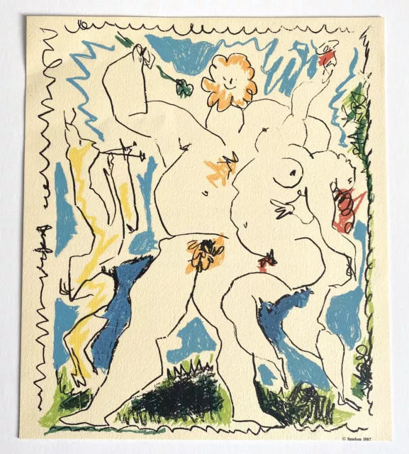 Pablo Picasso, Bacchanale, Orig. Lithographie Druck Mourlot / Bordas 1956/87