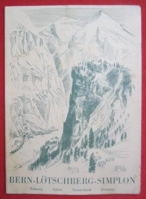 Orig. Werbebroschüre Karte Tourismus Schweiz Switzerland Bern Simplon um 1940