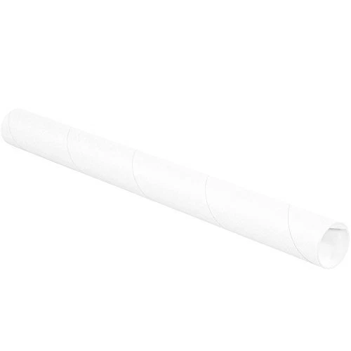 BOX USA BP2030W Mailing Tubes with Caps 2" x 30" White Pack of 50