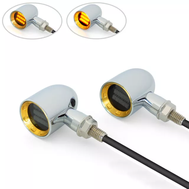 Custom Motorcycle LED Bullet Indicators in Chrome with Gold Bezel 2PCS