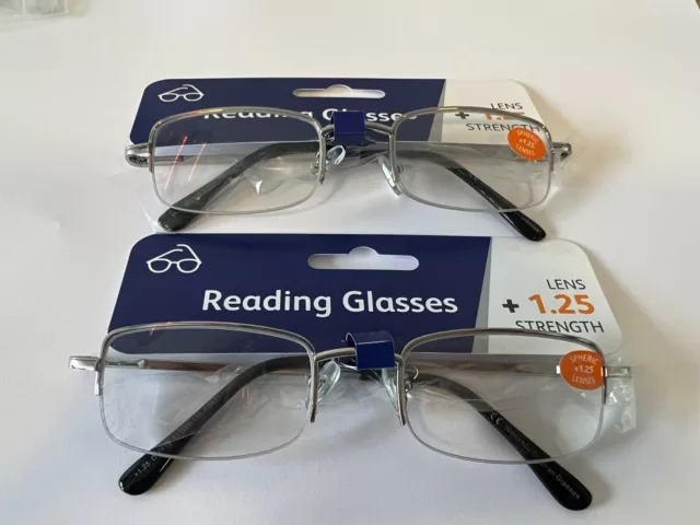 2x Reading Glasses Men's Nickle Silver Frame +1.25 +1.5 +2.0 +2.5 +3.0 +3.5