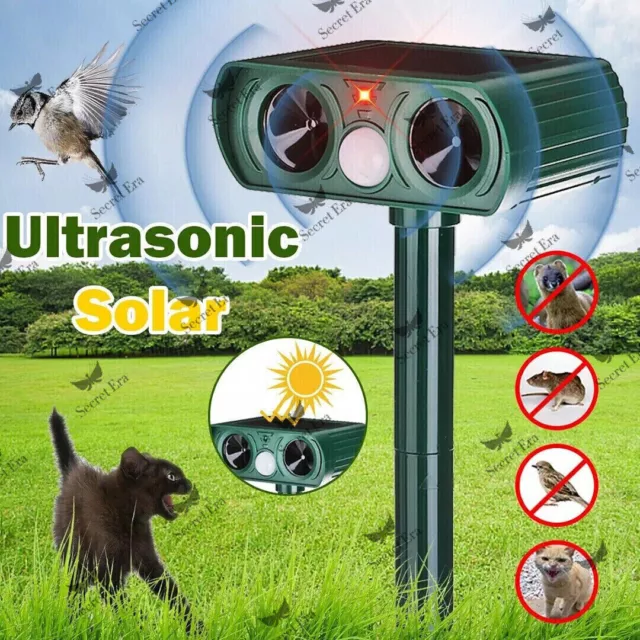 Solar Ultrasonic Garden Deterrent Repeller Animal Bird Cat Scarer Pest Fox Dog