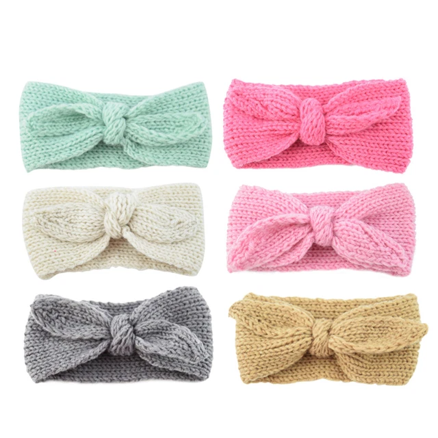 6 pz cravatta con fiocco turbante all'uncinetto bambini all'uncinetto