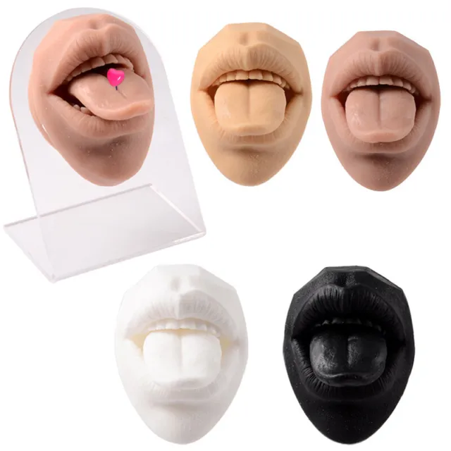 Simulación de modelo de lengua modelo de boca de silicona para exhibición de joyas perforadas y