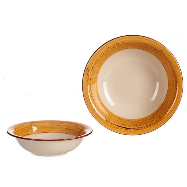 Piatto zuppa set stoviglie 6 pezzi tavola servizio pranzo servizio profondo blu turchese beige 3